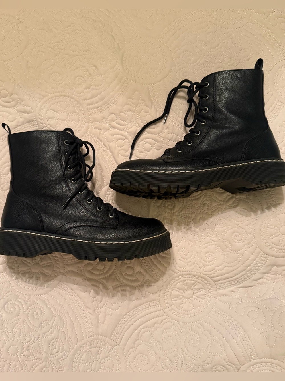 Mix No. 6 Black Lace-Up Combat Boots